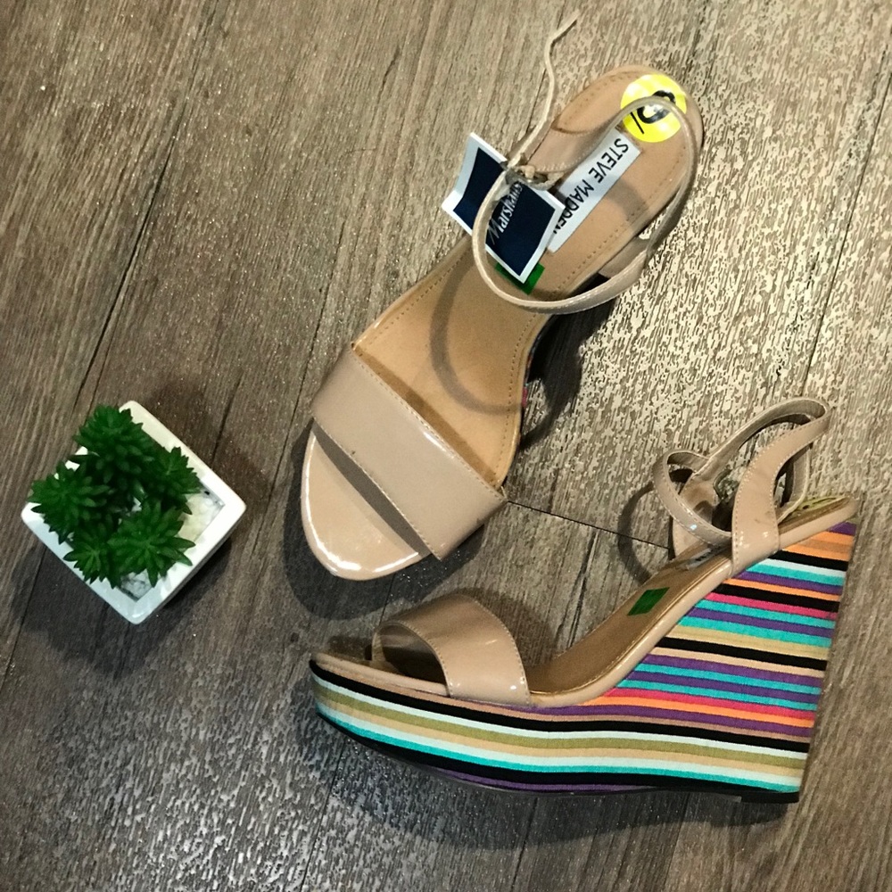 NWT STEVE MADDEN | Boho Striped Wedges | 9
